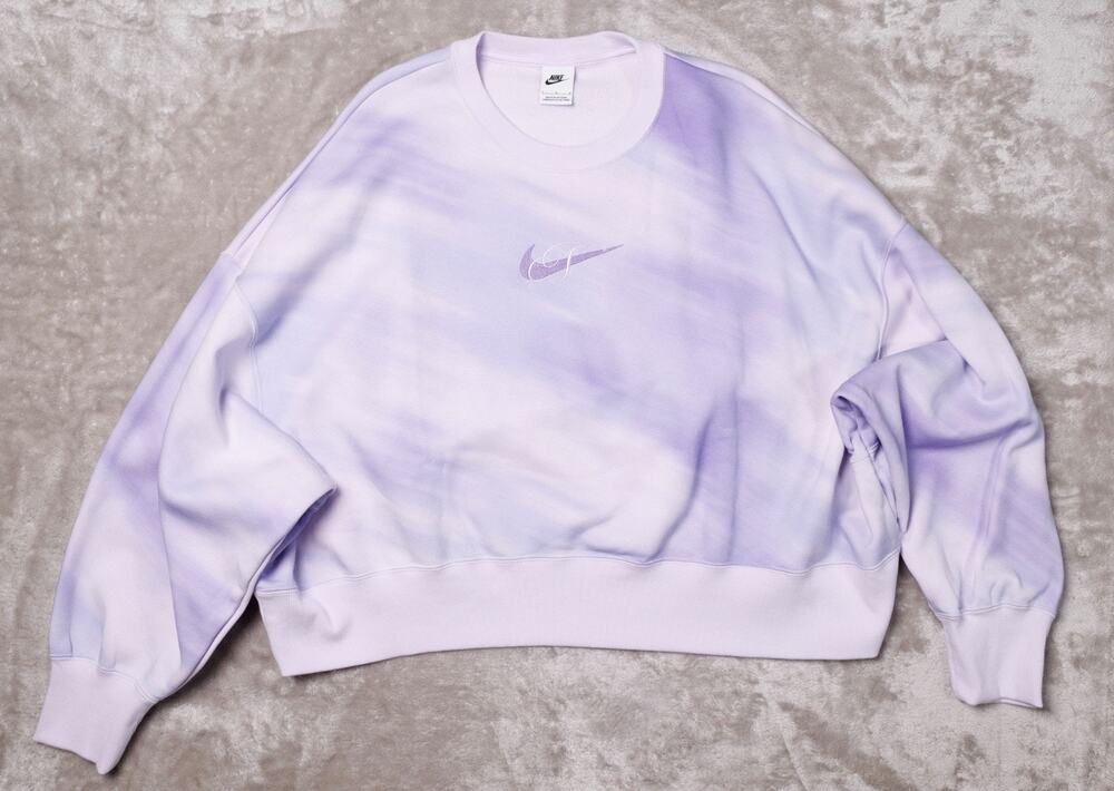 Nike Sportswear Phoenix Fleece Purple Wash Effect Sweatshirt Womens Size L NWOT